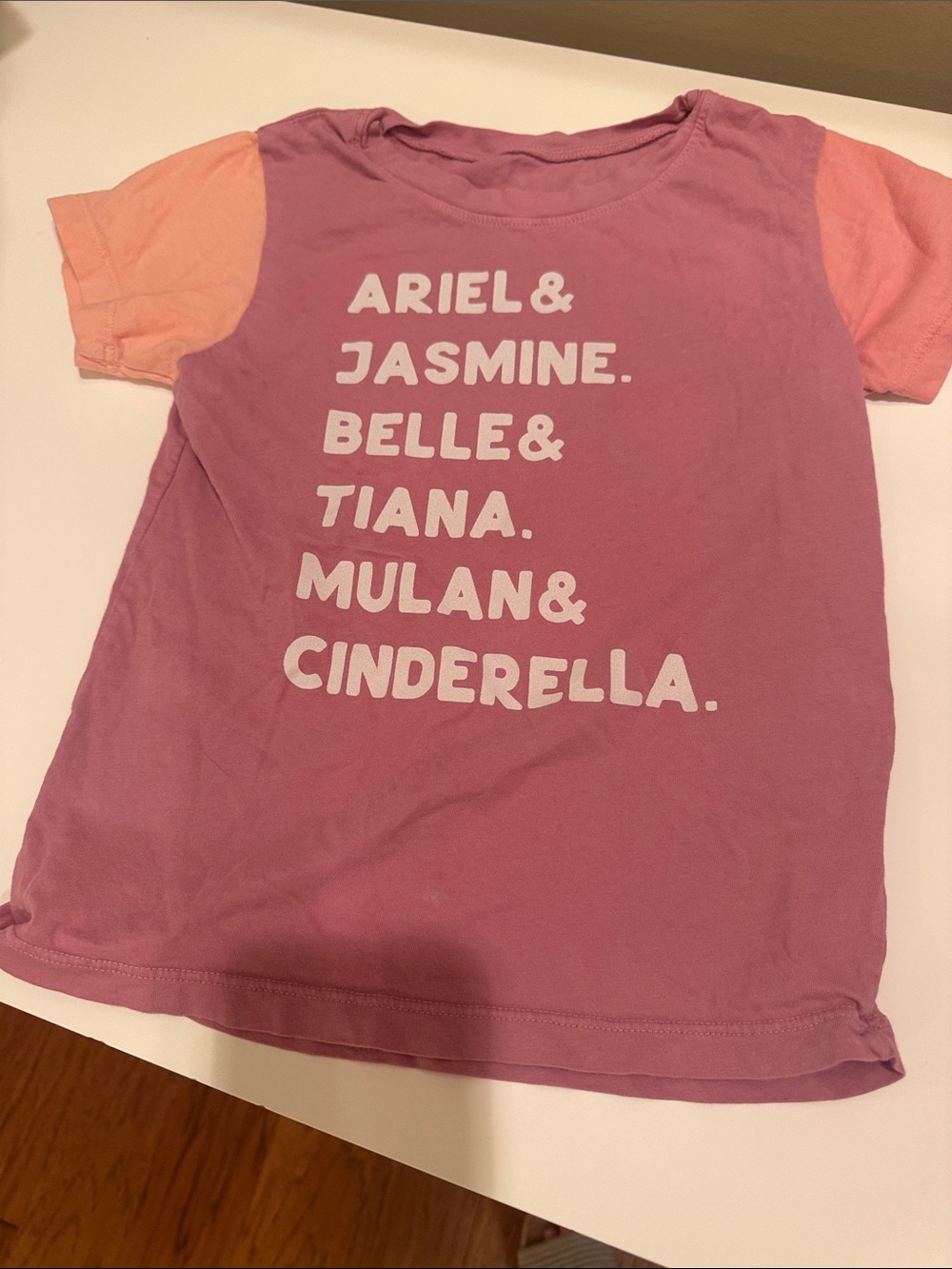 Girls' Princess Names Short Sleeve Tee - Pink & Peach Sleeves